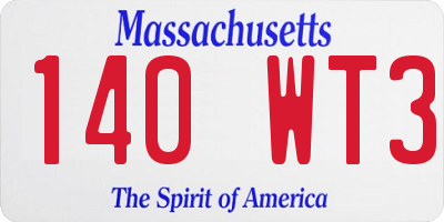MA license plate 140WT3