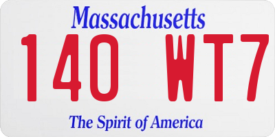 MA license plate 140WT7