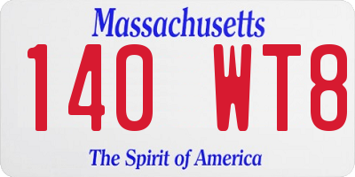 MA license plate 140WT8