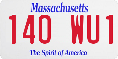 MA license plate 140WU1