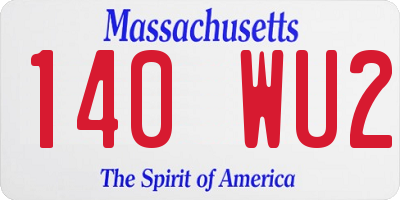 MA license plate 140WU2