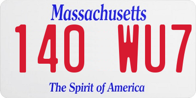 MA license plate 140WU7