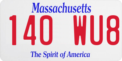 MA license plate 140WU8