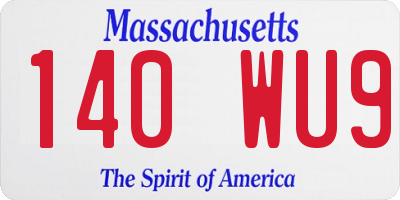 MA license plate 140WU9