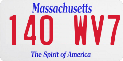 MA license plate 140WV7