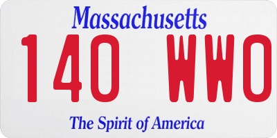 MA license plate 140WW0