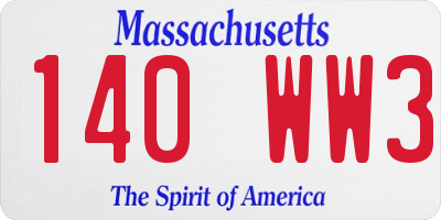 MA license plate 140WW3