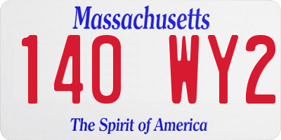 MA license plate 140WY2
