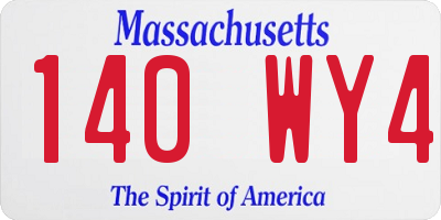 MA license plate 140WY4