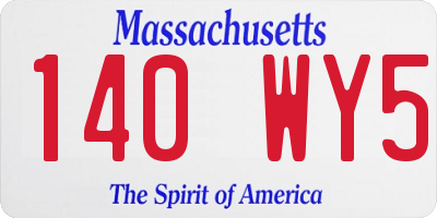 MA license plate 140WY5