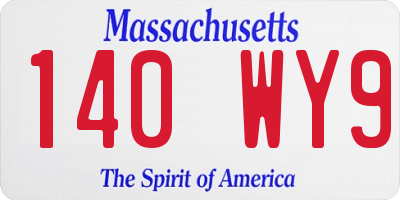 MA license plate 140WY9