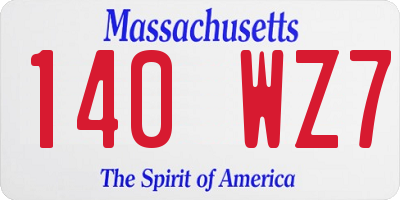 MA license plate 140WZ7