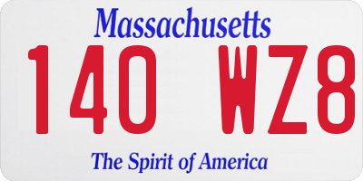MA license plate 140WZ8