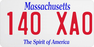 MA license plate 140XA0