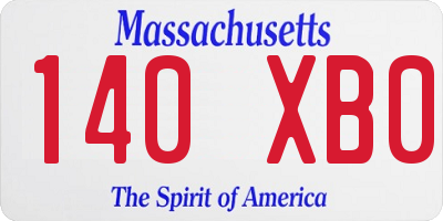 MA license plate 140XB0