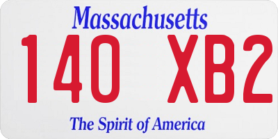 MA license plate 140XB2