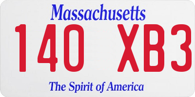 MA license plate 140XB3