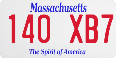 MA license plate 140XB7