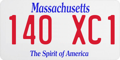 MA license plate 140XC1