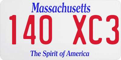 MA license plate 140XC3