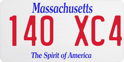 MA license plate 140XC4