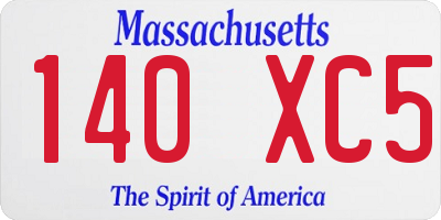 MA license plate 140XC5