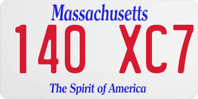 MA license plate 140XC7