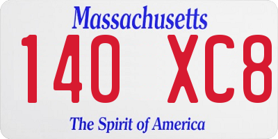 MA license plate 140XC8