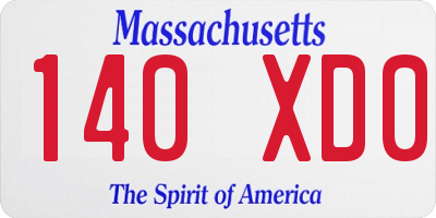 MA license plate 140XD0