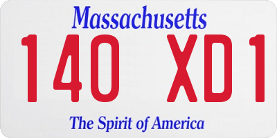 MA license plate 140XD1