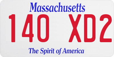 MA license plate 140XD2