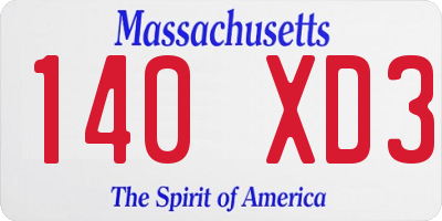 MA license plate 140XD3