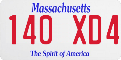 MA license plate 140XD4