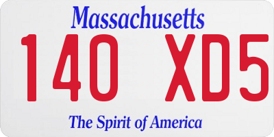 MA license plate 140XD5