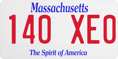 MA license plate 140XE0