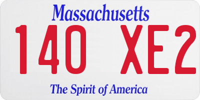 MA license plate 140XE2