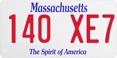 MA license plate 140XE7