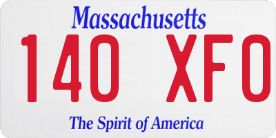 MA license plate 140XF0