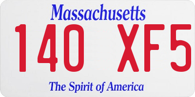 MA license plate 140XF5