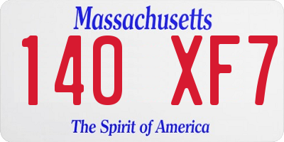 MA license plate 140XF7