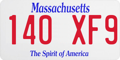 MA license plate 140XF9