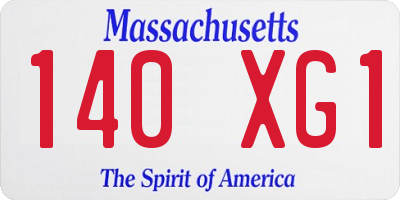 MA license plate 140XG1