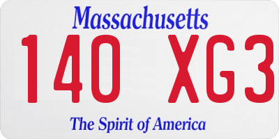 MA license plate 140XG3