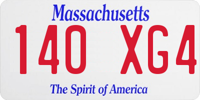 MA license plate 140XG4