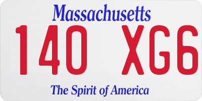 MA license plate 140XG6