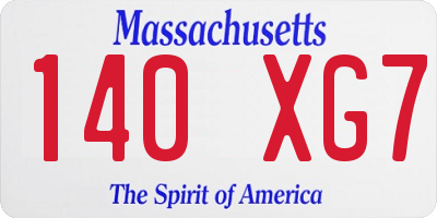 MA license plate 140XG7
