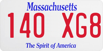 MA license plate 140XG8