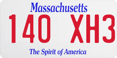 MA license plate 140XH3