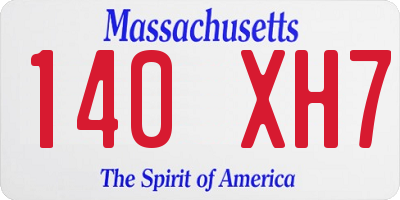 MA license plate 140XH7