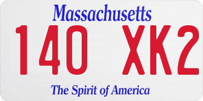 MA license plate 140XK2